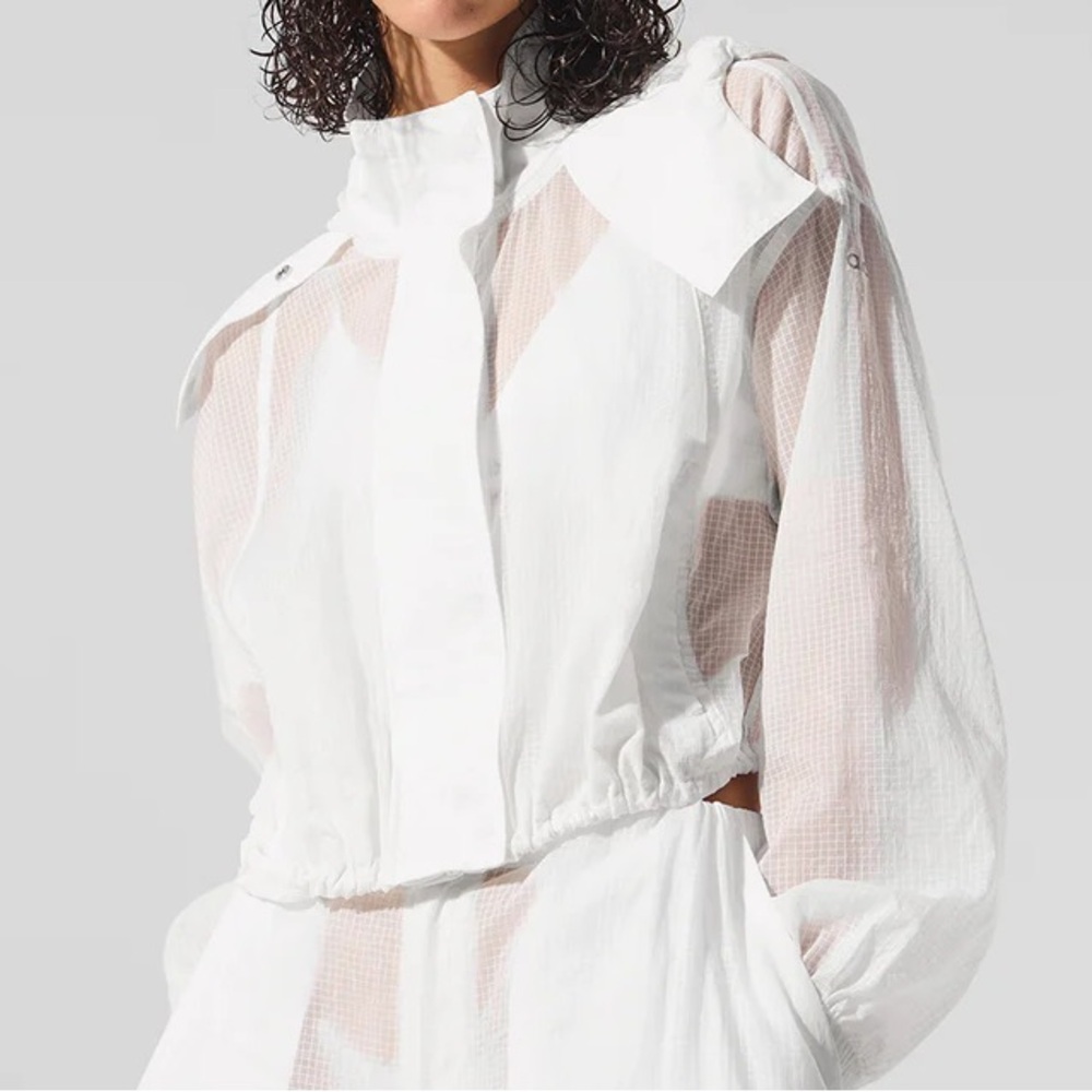 Alo Yoga Cropped Game Time Full Zip Jacket White S